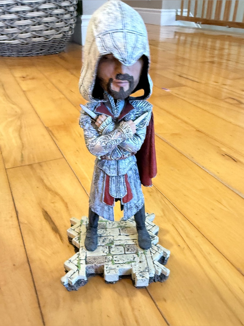 Assassin-style Hooded Action Figure - Gray and Red